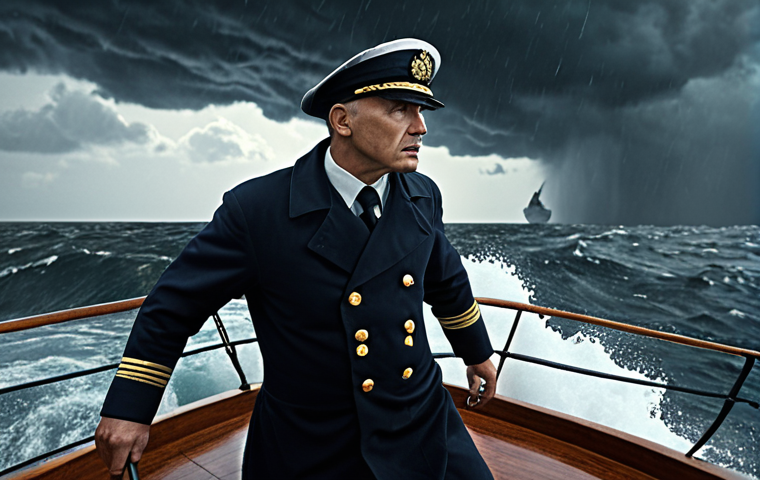 **
A determined ship captain navigates a stormy sea, symbolizing resilience and adaptability in an unpredictable world. The scene emphasizes a personal compass, flexible thinking, and mental fortitude.
**